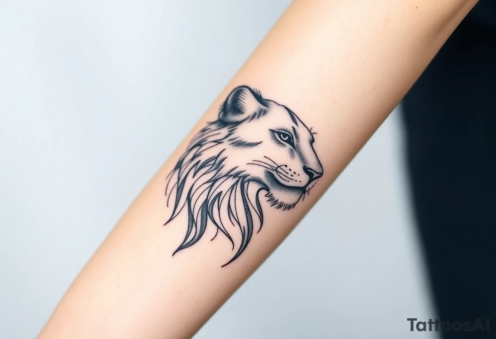 Half of a lioness tattoo idea
