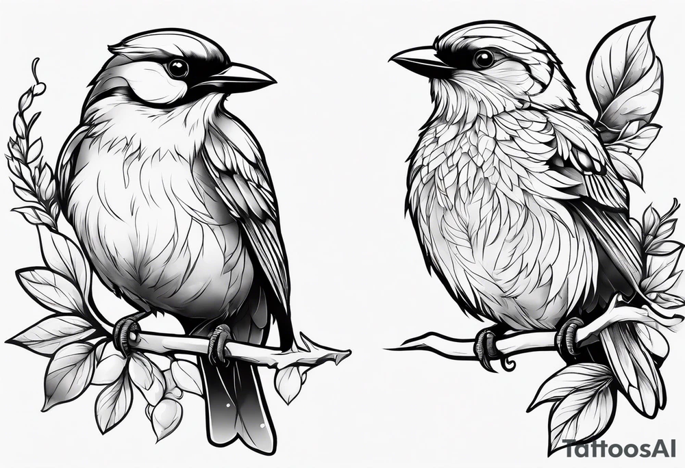 outline of two birds tattoo idea