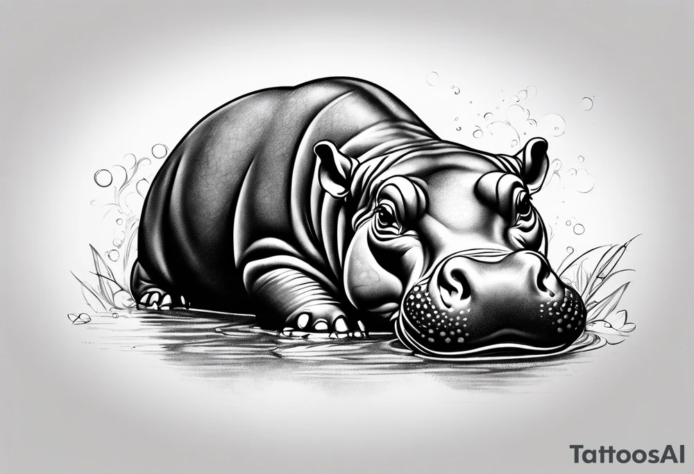 Baby hippo laughing tattoo idea