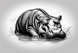 Baby hippo laughing tattoo idea
