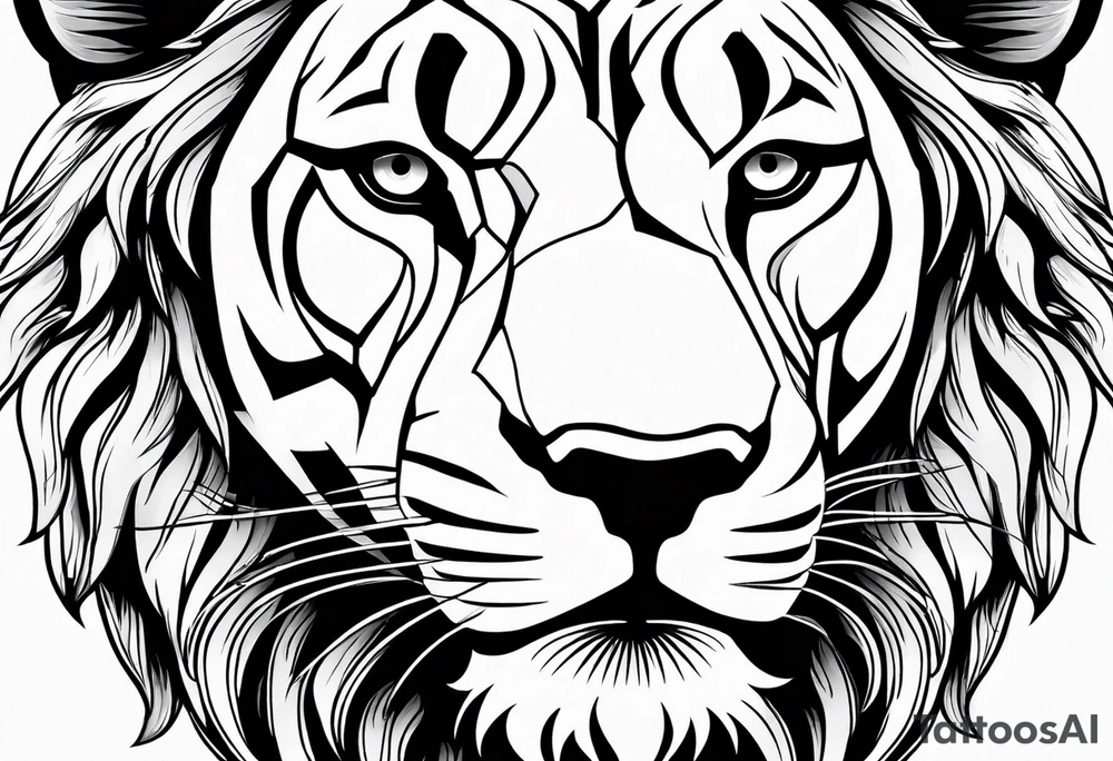 lions face tattoo idea