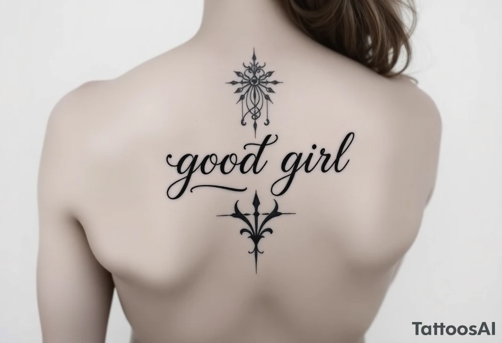 BDSM possessive butt tattoo for female with “good girl” incorporated into it dedicated to him tattoo idea