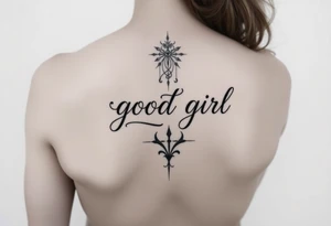 BDSM possessive butt tattoo for female with “good girl” incorporated into it dedicated to him tattoo idea