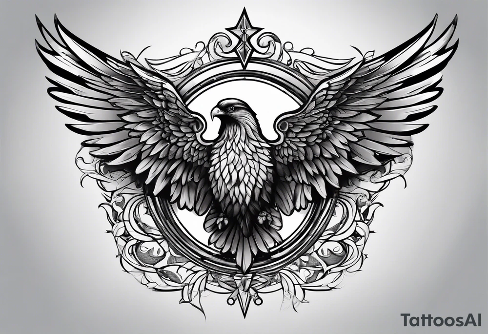 chest Christianity and wings tattoo idea