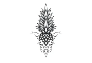 Bushy crown pineapple vagina,  design to go over vagina , erotic vagina  area design, anus to be at the bottom tattoo idea