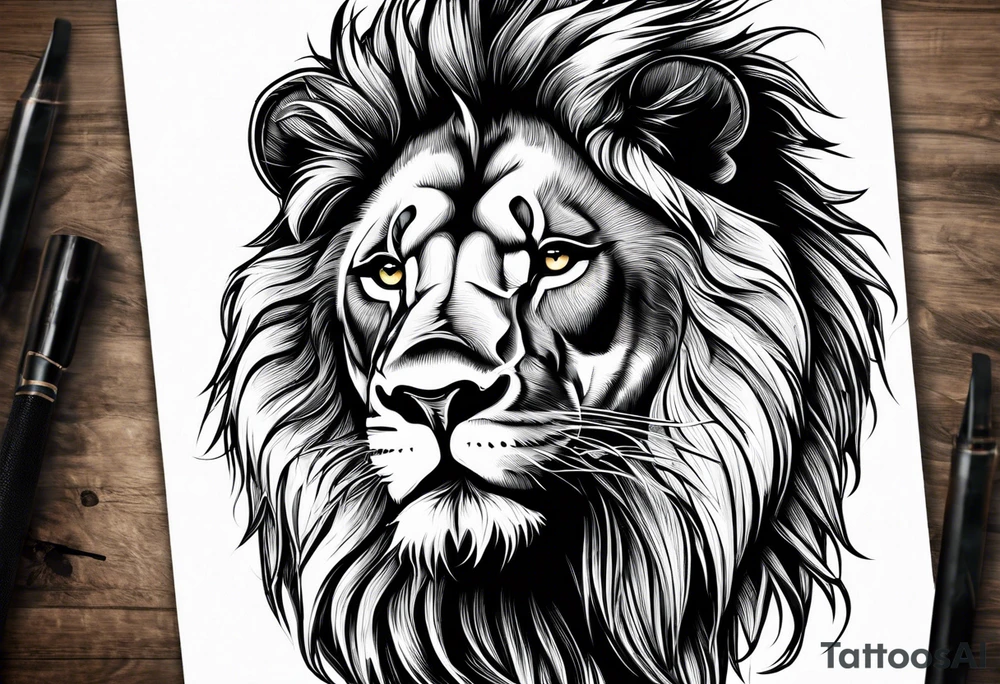 lion blind in one eye tattoo idea