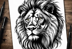 lion blind in one eye tattoo idea