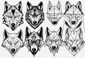 wolf head with a triangle shape tattoo idea