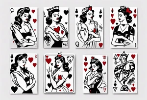 pin-up queen of hearts tattoo idea