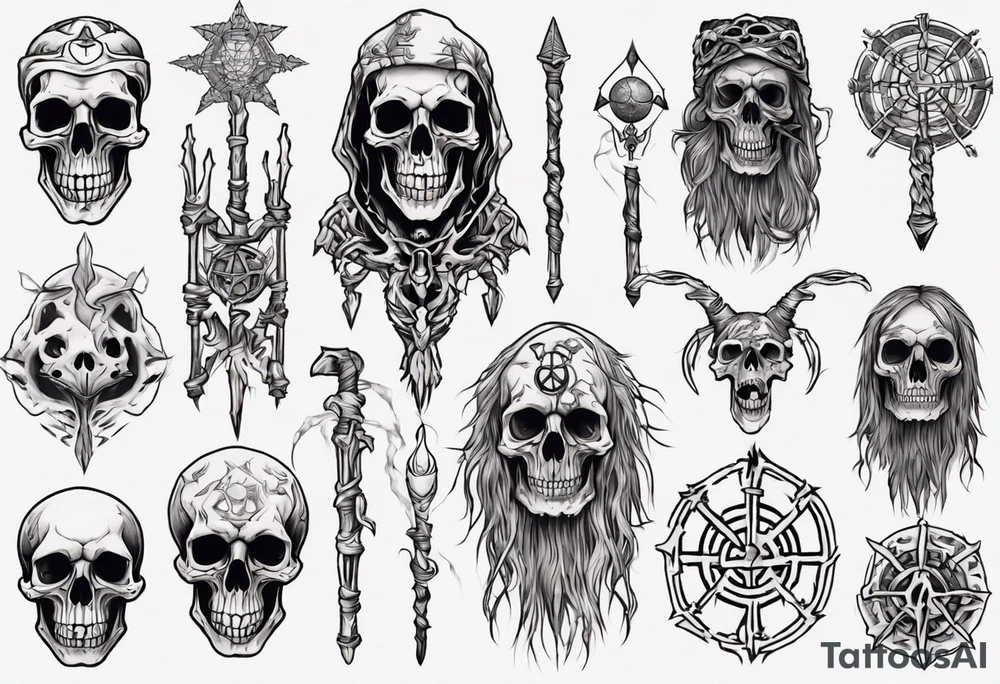 Scary druid skeleton tattoo idea