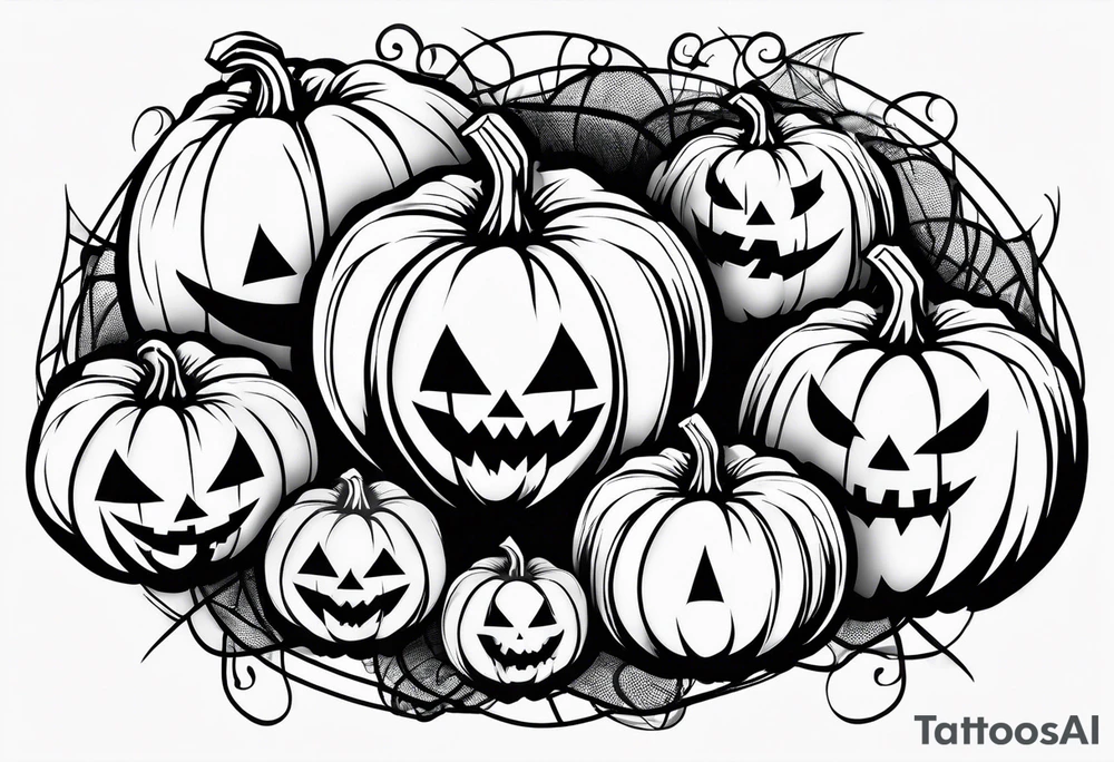 scary pumpkins with a spidernet in the background tattoo idea scary pumpkins with a spidernet in the background tattoo idea