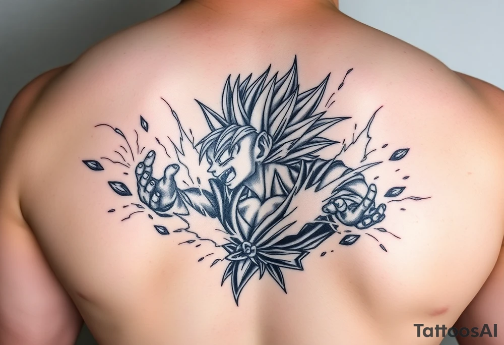 legendary dragonball z scene with energy aura and power effects tattoo idea