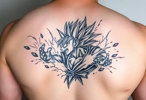 legendary dragonball z scene with energy aura and power effects tattoo idea