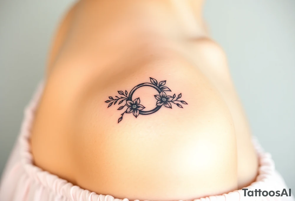 wedding ring tattoo with flowers tattoo idea