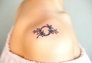 wedding ring tattoo with flowers tattoo idea