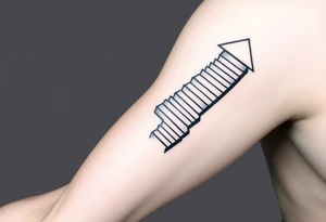 Simple.
An infinite stairs around the right arm like an armband.
Path exploring the universe. tattoo idea