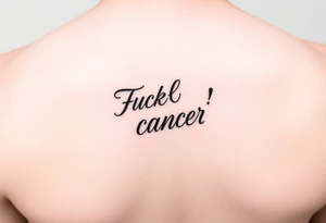 Fuck cancer In cursive on middle finger tattoo idea