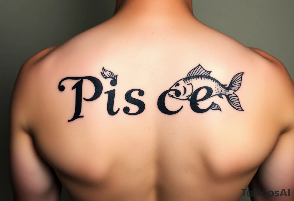 From the word “Pisces” around the word female characteristics of the zodiac sign using also the 2 fish tattoo idea