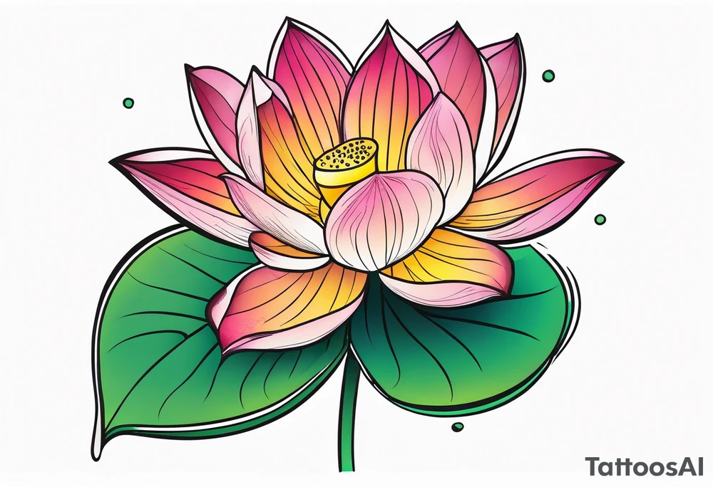 Lotus flower with stem tattoo idea
