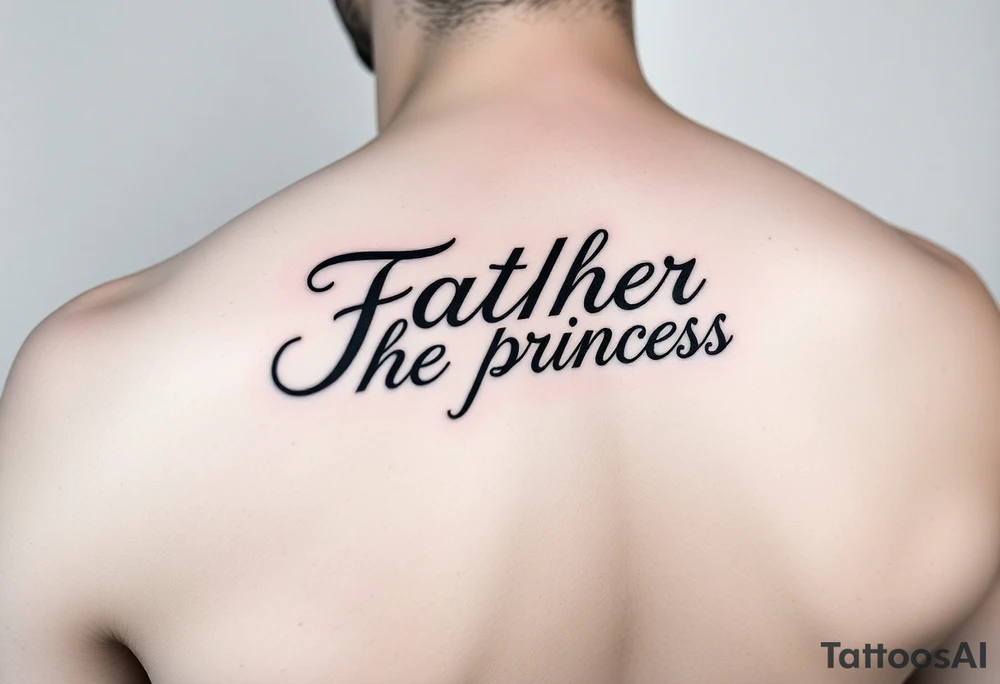 Father of the princess text down the back of arm tattoo idea