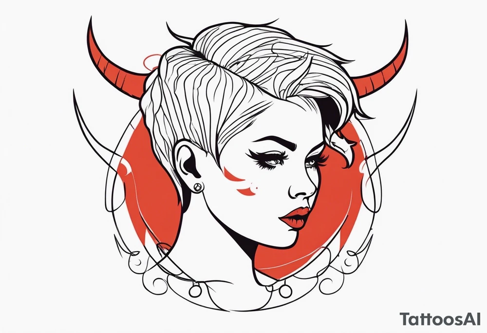 A red-haired girl with a short haircut is a demon tattoo idea