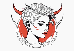 A red-haired girl with a short haircut is a demon tattoo idea