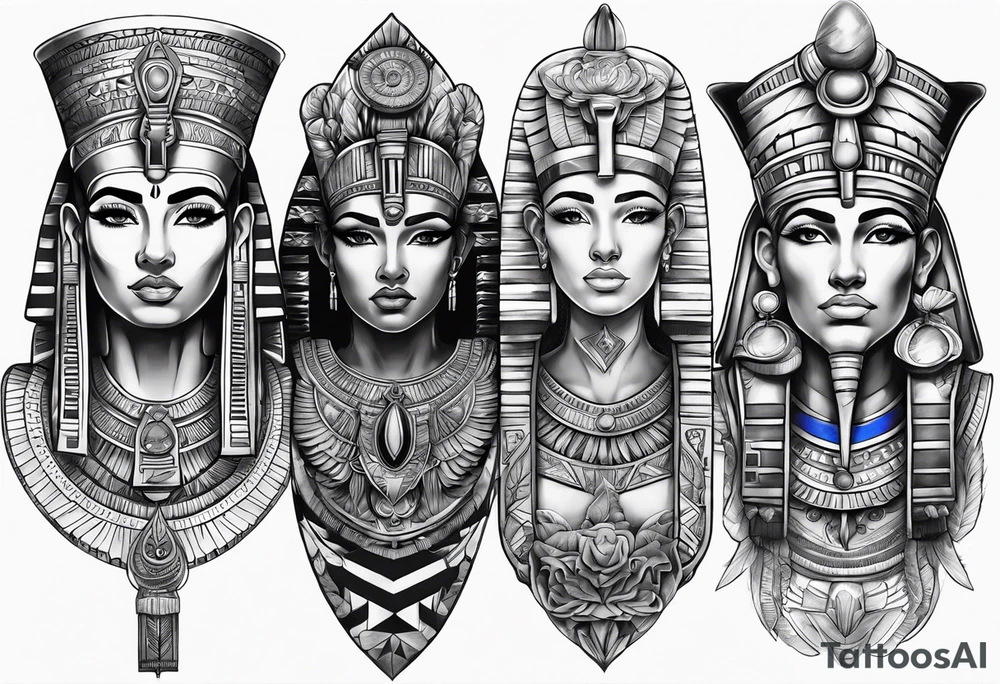 mix sleeve of egyptian and greek tattoo idea