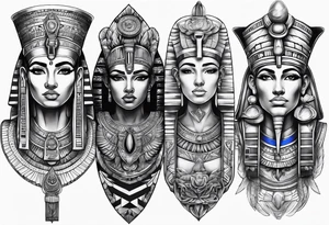 mix sleeve of egyptian and greek tattoo idea