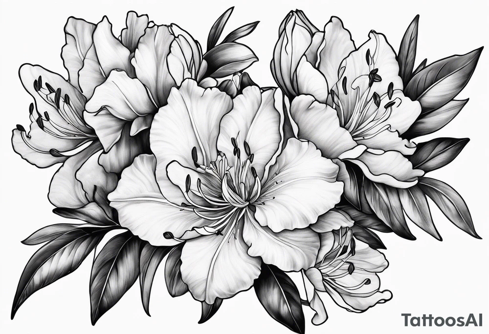 cluster of Azaleas on long branch tattoo idea