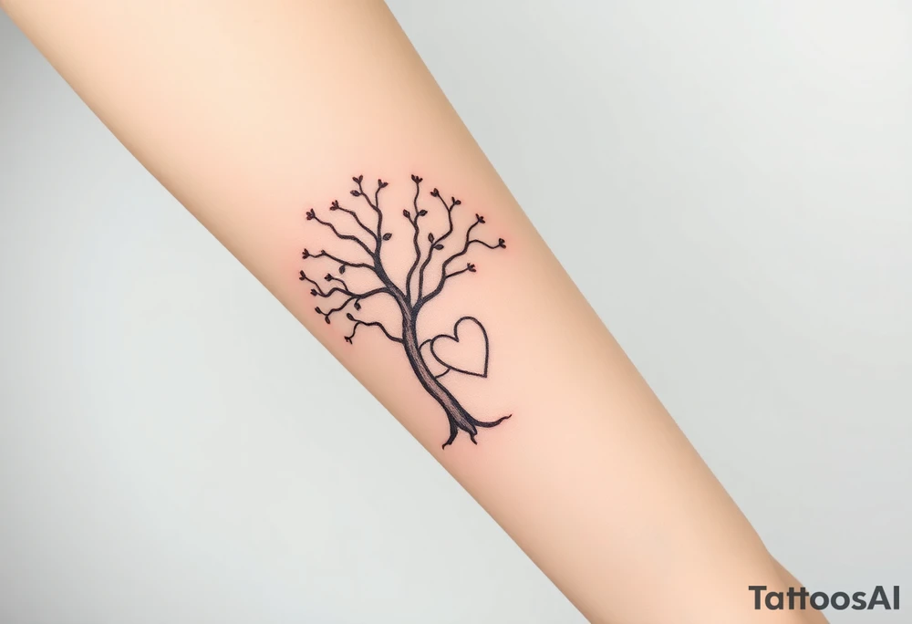 Linden Tree with a heart carved in the trunk tattoo idea