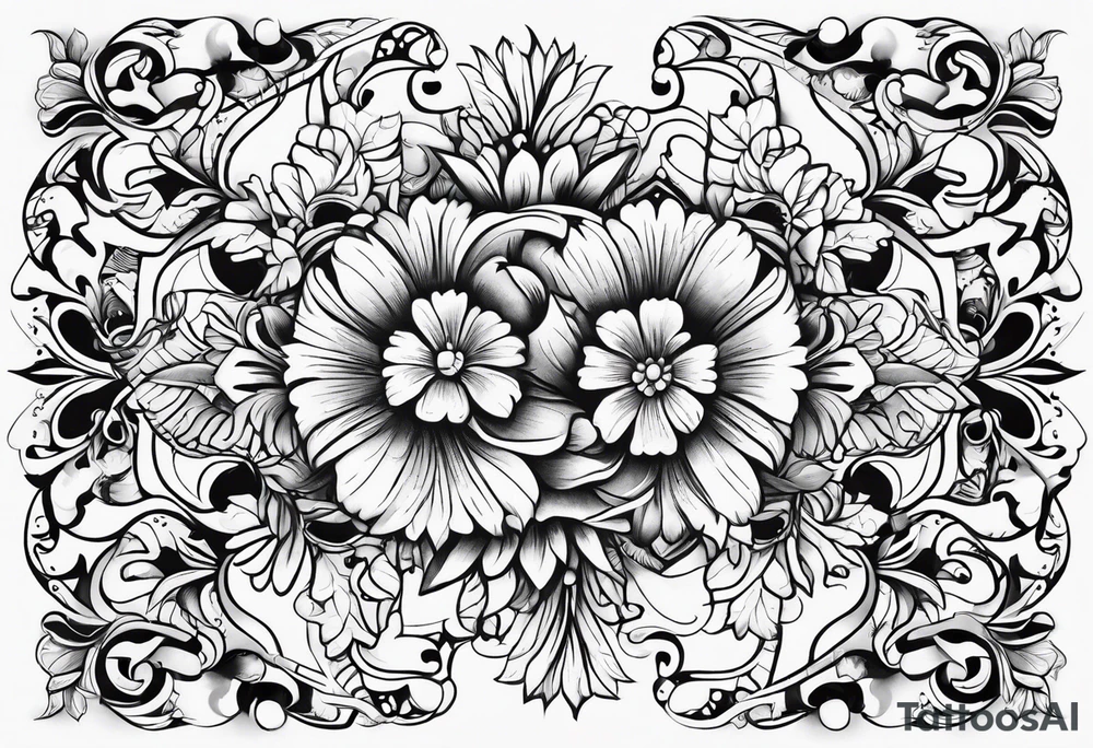 ornaments of flowers tattoo idea