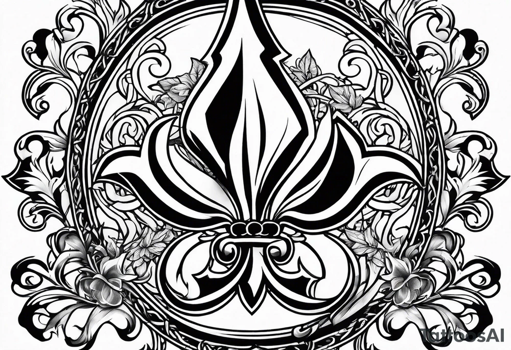 Fleur de lys celtique en flamme tattoo idea