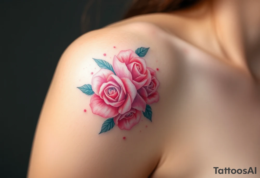 A fingerprint with soft pastel roses intertwined, creating a delicate floral effect tattoo idea