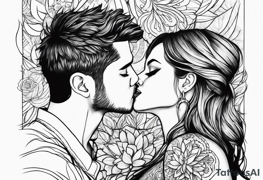Two person kiss tattoo idea