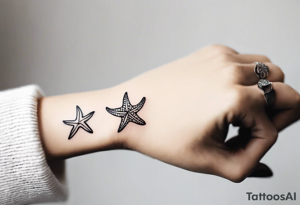 Dainty and delicate Shell/starfish wrist tattoo tattoo idea Dainty and delicate Shell/starfish wrist tattoo tattoo idea