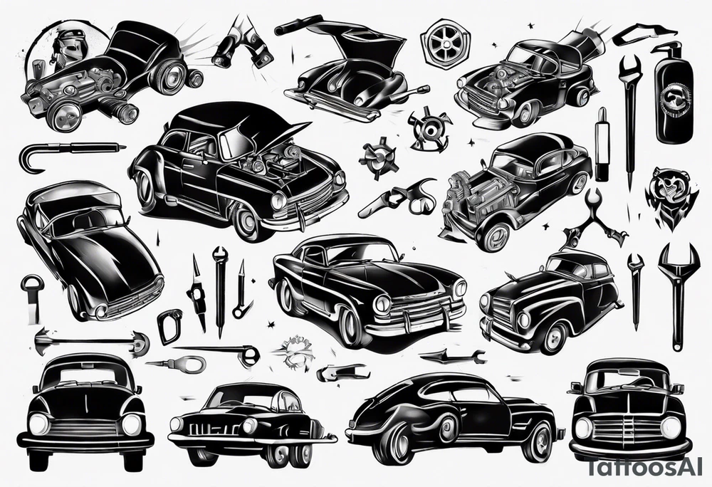 mechanic fixing a car tattoo idea