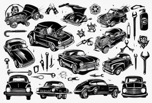 mechanic fixing a car tattoo idea