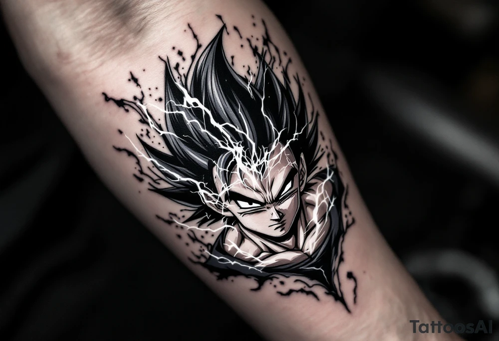 legendary dragonball z scene with energy aura and power effects tattoo idea