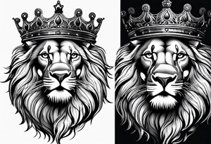 lion with a crown on top of the head tattoo idea