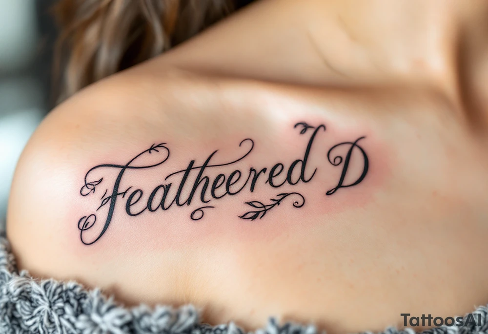 Feathered D – A soft, airy D made from layered feathers in white, soft brown, and dusty blue tones. tattoo idea