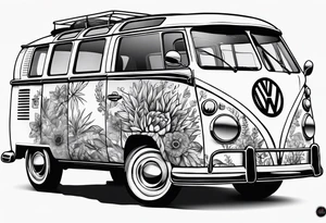 VW Kombi, Australian bush, Compassrose tattoo idea