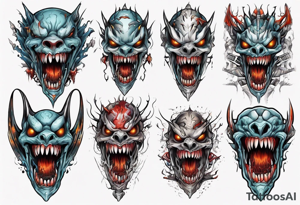 Sharp long teeth
Pattern 
Horror tattoo idea