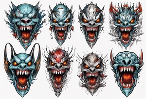 Sharp long teeth
Pattern 
Horror tattoo idea