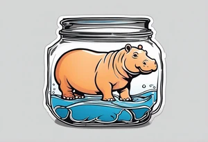 Baby hippo floating in a Mason jar filled with water tattoo idea