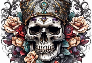 extreme joint pain breaking through skin on arm skull no flowers tattoo idea