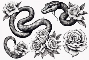 Snake wrapped around flowers tattoo idea
