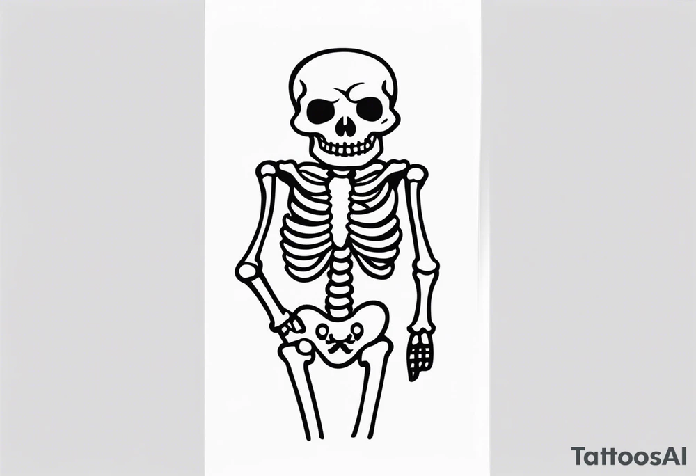 walking happy skeleton tattoo idea