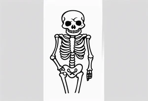walking happy skeleton tattoo idea