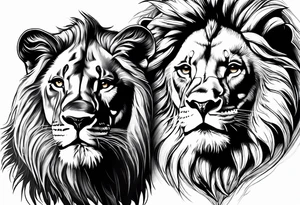 lion and lioness looking at each other bonding tattoo idea