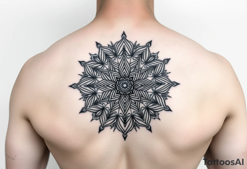 intricate mandala with sacred geometry and cosmic elements tattoo idea